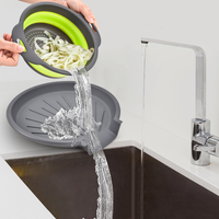 Lot de 3 passoires pliables en plastique PP à double poignée, base de drainage extensible, gain de place, compatibles lave-vaisselle et four, pour cuisine domestique