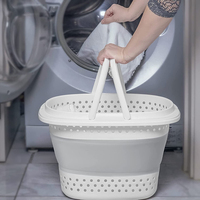 Paniers à linge pliables en plastique avec poignées, design intelligent pour gagner de la place, bac de rangement pour la cuisine, la chambre et la salle de bain