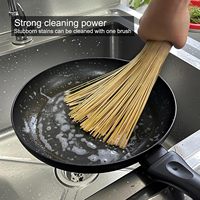 2 Paket Sikat Wok Bambu Buatan Tangan Gaya Cina 100% Alami Ganzhou Bebas Logam Ramah Lingkungan Pembersih Terisolasi untuk Besi Cor Karbon