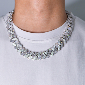 Bijoux Hip Hop pour hommes et femmes, collier de chaîne cubaine de 19mm plaqué <span class=keywords><strong>or</strong></span> glacé Cz Prong, collier de chaîne à maillons cubains <span class=keywords><strong>en</strong></span> diamant, chaîne cubaine - Product Image 4