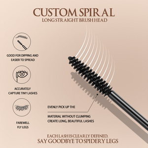 Máscara <span class=keywords><strong>de</strong></span> <span class=keywords><strong>Pestañas</strong></span> con Fibra Rizadora <span class=keywords><strong>de</strong></span> Marca Privada con 360 °   Cabezal <span class=keywords><strong>de</strong></span> cepillo en espiral alargado, textura suave y sedosa a prueba <span class=keywords><strong>de</strong></span> agua para un aspecto natural - Product Image 3