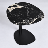 Table d'appoint irrégulière en marbre naturel Grand Antique, base métallique, pour salon et chambre de villa moderne, vente directe usine