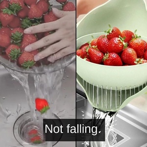 Panier de lavage moderne et créatif à double couche en plastique pour fruits et légumes, passoire de cuisine domestique avec drainage pour fruits de salon - Product Image 4