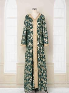 <span class=keywords><strong>Vestidos</strong></span> estilo túnica de gasa hasta la rodilla, novedad 2026 - Vestido ecológico digital con encaje floral de estilo islámico árabe marroquí - Product Image 3