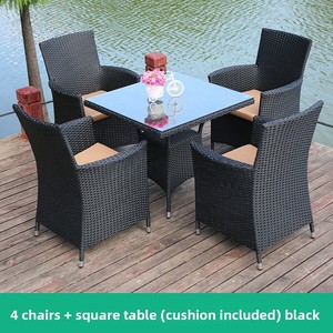 Conjunto de <span class=keywords><strong>Mesa</strong></span> y Sillas de Ratán PE de Cinco Piezas, Estilo Moderno y Simple, para Uso en Exteriores, Patio, Balcón, Jardín, Resistente al Agua y a los Rayos UV - Product Image 6