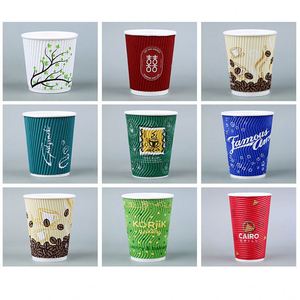 Vaso de Papel para Café Caliente con Tapa, Personalizado de Fábrica, Biodegradable, de Doble Pared, con Diseño Ondulado y Grabado, de 360 ml y 500 ml - Product Image 3