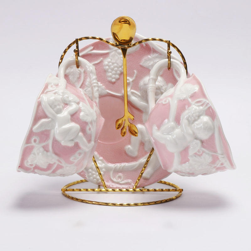 double cup and saucer(pink)