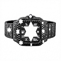 Montre automatique carrée pour homme, style Hip Hop de luxe, entièrement sertie de moissanite noire, chiffres arabes, mécanique