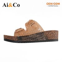 Nouvelles sandales décontractées à double boucle, dessus en PVC, semelle extérieure en liège soufflé, plateforme, printemps-été, style bohème