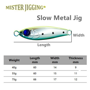 มิสเตอร์จิ๊กกิ้ง จัดส่งเร็วภายใน 24 ชั่วโมง ผลิตเหยื่อตกปลาโลหะแบบ Slow Pitch Jig น้ำหนัก 40 กรัม 55 กรัม พร้อมตา 3 มิติ เรืองแสง - Product Image 2