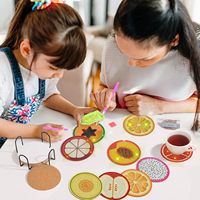 Kits de dessous-de-verre personnalisés en diamant pour fruits - Ensemble de dessous-de-verre artistiques en diamant à faire soi-même avec accessoires pour la décoration créative de la maison