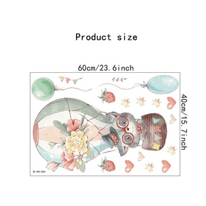 Cartone animato procione pallone ad aria calda fragola paste da parete camera dei bambini camera da letto scuola materna <span class=keywords><strong>adesivi</strong></span> di abbellimento della parete - Product Image 6