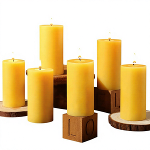 6 Pack Natural Beeswax Pillar <strong>Candles</strong> 100% Pure Beeswax-210 Hours <strong>Long</strong> <strong>Burning</strong> Unscented Dripless Smokeless Wedding Emergency - Product Image 1
