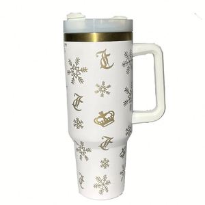 Custom Electroplating Gold Spill Proof Stainless Steel 40Oz Glass Mug Tumbler With Handle and <b>Straw</b> - Product Image 1