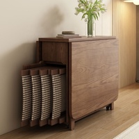 Table à Manger Pliante et Convertible en Bois Massif, Carrée, Extensible, Multifonctionnelle, Moderne, Gain de Place pour Petit Salon