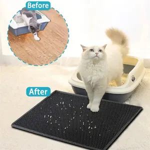 Silicone Cat Litter Box Mat Double Layer Low Trapping Silicone Waterproof Cat Mat Pet Easy Cleaning Cat Litter Toilet Sand Mat