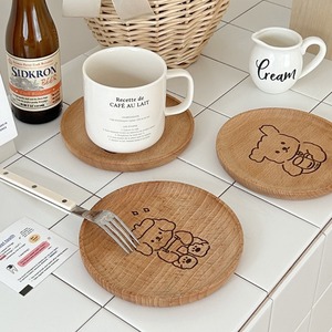 Beech Wood Coaster Round Cartoon Design Food Grade Tableware For Coffee Tea Drinks <b>Decorative</b> <b>Plate</b> Gift 2024 - Product Image 3