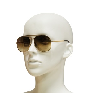 Dropshipping Logo personalizzato Pilot Metal occhiali <span class=keywords><strong>da</strong></span> <span class=keywords><strong>sole</strong></span> grigio sfumato parasole cornice in oro per uomo e donna Lunette De Soleil <span class=keywords><strong>lenti</strong></span> in vetro - Product Image 5