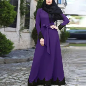 Best Selling Long Sleeve Fabric Maxi Dress Abaya Dubai Kaftan Muslim Women's Ramadan Jilbab Party Gown Robe Caftan