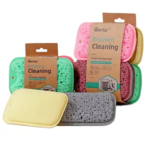 New Product porous Seaweed sponge high foam double-sided double-effect Kitchen Cleaning Sponge Compressed edge Sponge