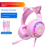 Casque de jeu filaire Acestek PSH-300 RGB circum-auriculaire avec ANC, étanche IPX3, design durable en métal et cuir, son Hi-Fi, cordon de 2,2 m