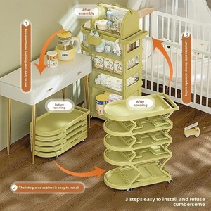 Multifunctional Folding Trolley Organizer Home Kitchen <b>Bath</b> Storage Organizer with Wheel - Product Image 4