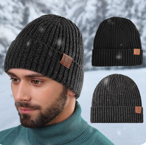 Casquette d'hiver en cachemire de haute qualité avec étiquette tissée personnalisée, lettre L imprimée, douce et chaude, tricotée, pour le sport et le ski - Product Image 2