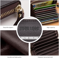Dompet Kartu Bisnis Anti Maling Kapasitas Besar dengan Resleting, Custom Logo, Unisex, Portabel, Grosir