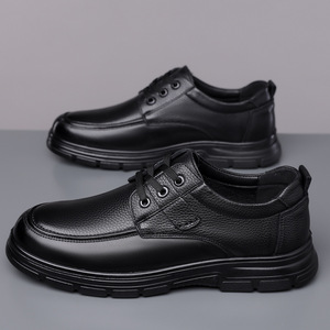 Zapatos Casuales de Negocios para Hombre, de Cuero Genuino, Punta Redonda, con Cordones, Parte Superior de Piel de Vaca, Suela de Goma, para Todas las Temporadas, Zapatos de Papá - Product Image 3