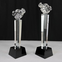 Trophée en cristal personnalisé avec base noire - Prix du partenariat professionnel pour la coopération commerciale et la finalisation des affaires MH-J082