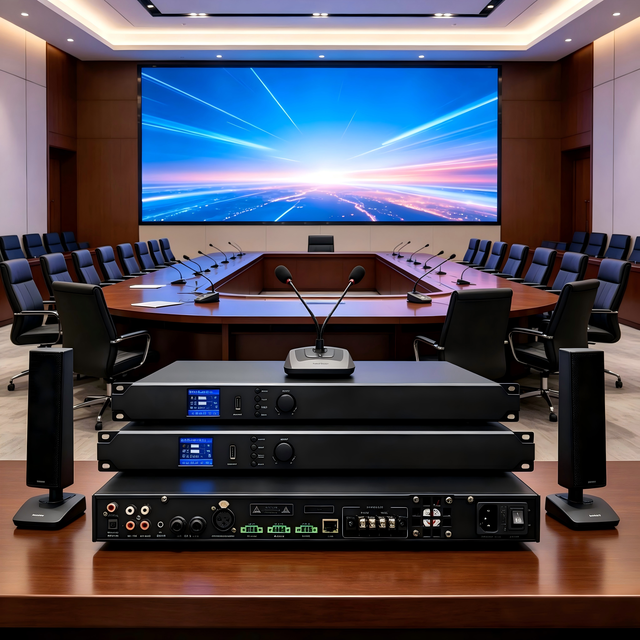 IPALEAD IoT DSP-2200 2-Channel Audio Conference Bluetooth USB Cloud Remote Dual Mics Speaker Set for Meeting Rooms