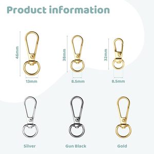Pcs Swivel Push Gate Snap Hooks Clasps For DIY Crafts Keychain Clip Purse <b>Handbag</b> Making Accessories Silver <b>Medium</b> Mm - Product Image 2