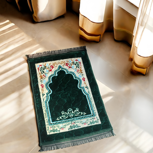 Alfombra de oración islámica tradicional plegable con una superficie suave, duradera y lavable, adecuada para el hogar, viajes y uso diario. - Product Image 3