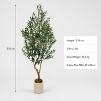 Arbre d'olivier artificiel réaliste de 2,1 m, tronc en bois naturel, feuilles vertes argentées, respectueux de l'environnement, décoration d'intérieur pour Thanksgiving