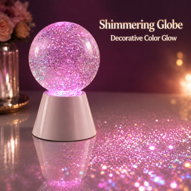 Mingxiong Modern LED Glitter Ball Night Light Color Changing Decorative Lighting Type-C USB/Battery Middle Bedroom/Living Room