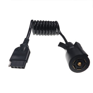 7 Way Round To 4 Way Flat Trailer Connector <b>Adapter</b> Spring Cable DC <b>Power</b> <b>Plug</b> In PVC Material - Product Image 4