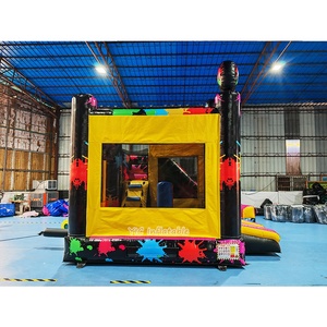 Château gonflable commercial avec toboggan et zone de saut, thème <span class=keywords><strong>Peinture</strong></span> Éclaboussée Néon, pour la location, les événements et les fêtes - Product Image 4