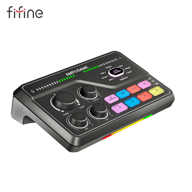 FIFINE SC8 RGB PC Recording Studio Audio Sound Cards Mixers External XLR Live Streaming Gaming Type C 7.1 Soundcard Live