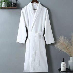 SUHE Luxury Hotel Spa Quality Velour Thermal Elegant Bathrobe for <b>Men</b> and Women White V-neck Home Bath Swimming Pool Use - Product Image 6