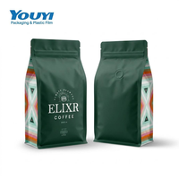Sacs à café écologiques Bio Pla (250g/500g) avec valve et fermeture éclair, emballage plastique personnalisé, sacs à café à fond plat