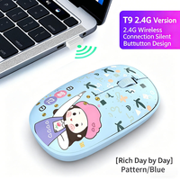 Mini souris ergonomique sans fil 2,4 G, silencieuse, portable, rechargeable, aspect cartoon, pour la maison, le bureau, l'école, l'ordinateur portable