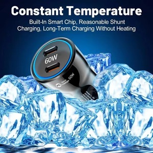 60W PD 3.0 Car Charger Dual Port USB Type C Fast Charging Adapter for Mobile Phone <b>Game</b> Player <b>Smart</b> Watch - Product Image 4