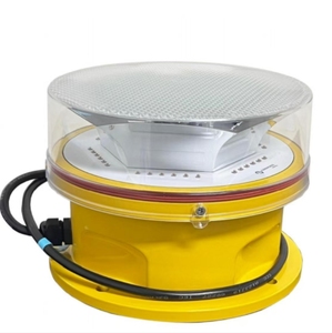 Feu d'avertissement aéronautique étanche IP65, résistant au vent jusqu'à 240 km/h, boîtier en alliage d'aluminium jaune, faible consommation de 2W en moyenne - Product Image 1