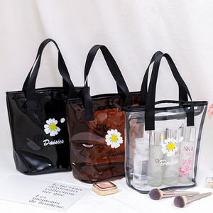 De moda de artículos de aseo bolsos de compras de cremallera bolsas de playa de pvc transparente claro maquillaje bolso - Product Image 1