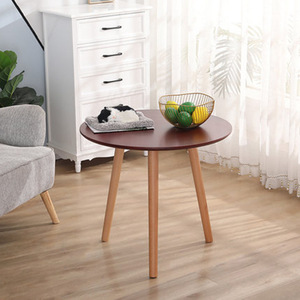 Solid Wood <b>Small</b> <b>Round</b> Coffee <b>Table</b> Natural Wood Color 60Cm Diameter Living Room Sofa <b>Side</b> <b>Table</b> Modern Minimalist Design - Product Image 4
