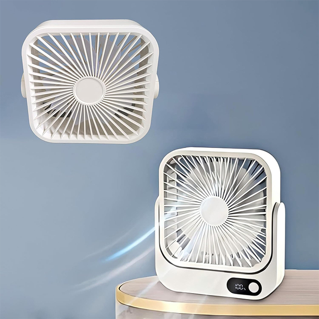 2026 Magnetic Desktop Portable Fan 5000mAh Battery Operated 5 Speeds Digital Brushless Motor Eco-Friendly Plastic
