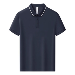 Polo Shirt Solid Color Polyester Fiber Contrast Trim Daily Wear - Product Image 1