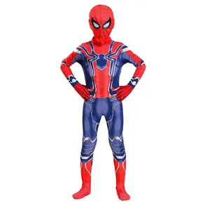 New Style Bodysuit Superhero Party Halloween New Red Black Iron Spiderman Cosplay Costume For Adult Children