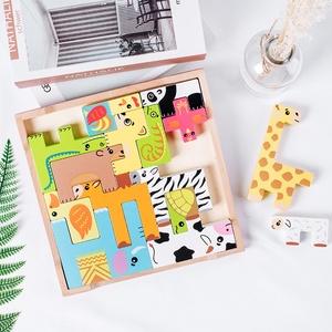 Tamanho grande Animal Print para <span class=keywords><strong>Building</strong></span> <span class=keywords><strong>Blocks</strong></span> DIY Educacional 3D Puzzle Toy Feito de madeira para crianças - Product Image 6