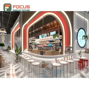 เคาน์เตอร์บริการกาแฟแบบกำหนดเอง ตู้โชว์เบเกอรี่ หน้าเคาน์เตอร์ไม้ลายไม้เชิงพาณิชย์สำหรับร้านกาแฟ - Product Image 3